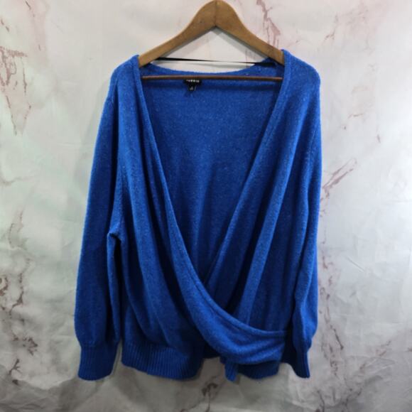 torrid Sweaters - Torrid Sweater Womens 3 3X Blue Vegan Cashmere Surplice V Plunge Faux Wrap